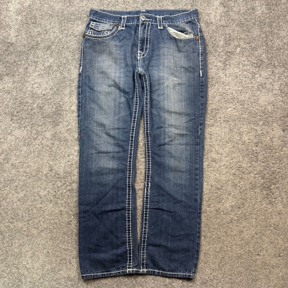 True Religion Joey Super T Blue Flare Jeans Size 34 Y2K Streetwear made in USA